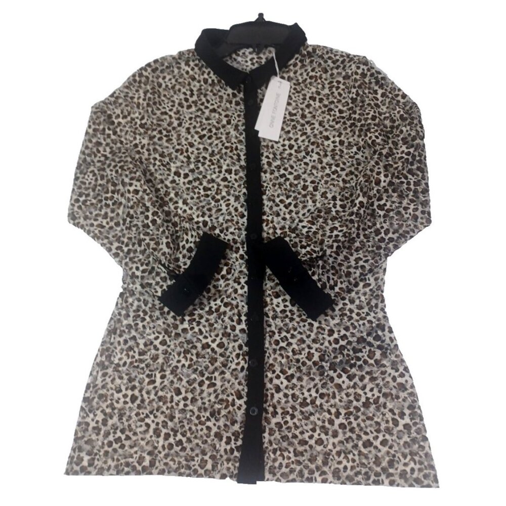 NWT 4 EU38 Anne Fontaine Pyla Leopard Cheetah Animal Print Semi Sheer Mesh Top - Picture 3 of 6